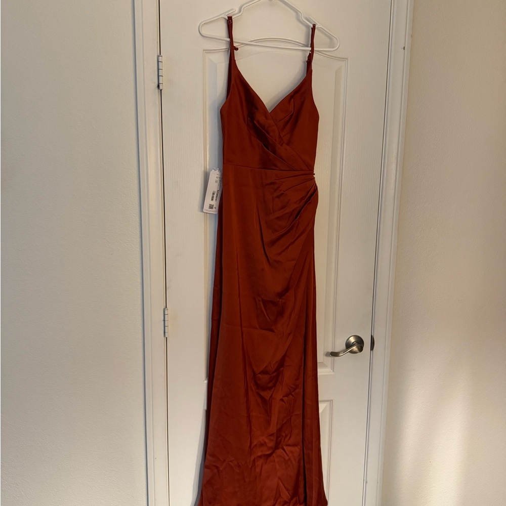 Azazie Elegant Rust Maxi Dress
